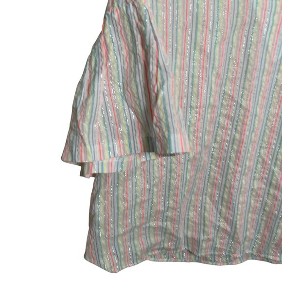 A New Day Blouse Women's XXL Metallic Striped Colorful Short Sleeve V-Neck Top - Picture 4 of 11